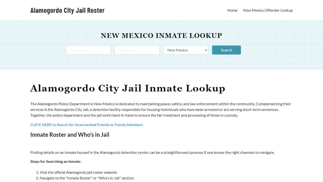 Alamogordo Police Department & City Jail, NM Inmate Roster, Arrests ...