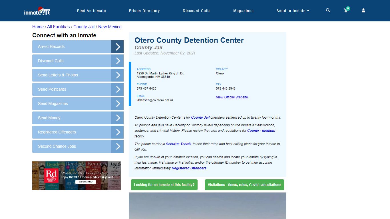Otero County Detention Center - Inmate Locator - Alamogordo, NM